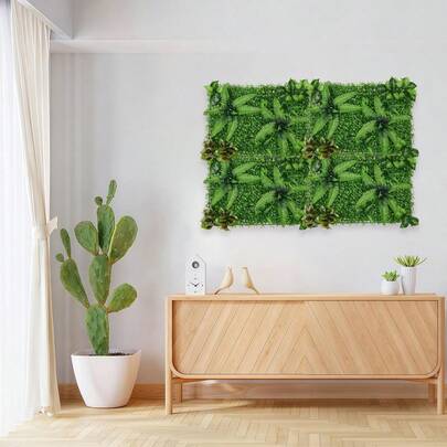 4pcs 15.7*23.6 Inch Artificial Privacy Fence Screen Artificial Green Plant Wall Panel With Grass Flower Boxwood Hedge Wall Outdoor Fake Flower Grass Fence Panels Wall Decor For Outdoor Indoor