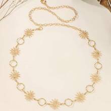 New European & American Sexy Metal Sunflower Waist Chain Dress, Unique Design Waist Belt Chain For Women - Gold - View 2
