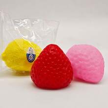 2026 Cute Strawberry Shaped Taba Squishy - Slow Rising Silicone Stress Relief Toy, Soft Sticky Fidget (Red) - Red Strawberry - View 2