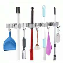 Stainless Steel Wall-Mounted Broom Holder With 7 Or 9 Hooks For Brooms, Mops, And Cleaning Utensils. - 銀色 - 查看 6