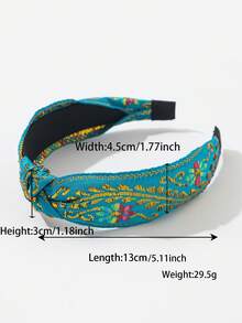3件組復古打結髮箍，刺繡花卉印花髮帶髮箍，居家美妝髮飾，適合假期、節慶、派對 - 彩色 - 查看 2