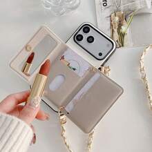 1pc Elegant Fruit Pattern Card Holder Crossbody Wallet Phone Case, Luxury PU Leather Protective Cover Compatible With IPhone 17, 16, 16e, 15, 14 Plus, 13, 12, 11 Pro Max - Strawberry 17 - View 3