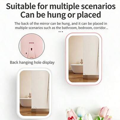 1 Pc LED Makeup Mirror Light Pink Indoor Lighting For Bathrooms Bedrooms Corridors Can Be Hung Or Hung Daily Party Gift Use
