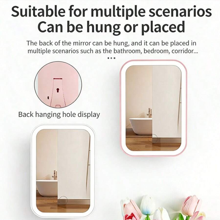 1 Pc LED Makeup Mirror Light Pink Indoor Lighting For Bathrooms Bedrooms Corridors Can Be Hung Or Hung Daily Party Gift Use - Makeup Mirror - View 1