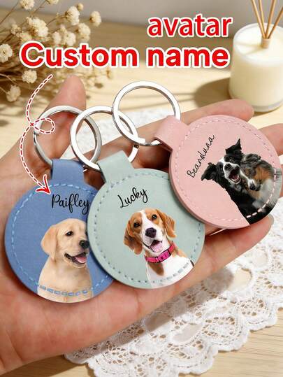 Custom PU Leather Key Chain Name, Personalized Keychain, Customized Puppy Keychain Name, Customizable Birthday Gifts, Men's And Women's Fashion Accessories, Suitable For Backpacks, Keys, Handbags, Bedroom Decoration