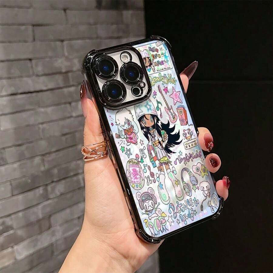 かわいい失うきイラストの女のサブフォン 17、16e、16、15、14、13、12、11、Pro X XR XSMAX 8、Plus - 耐衝撃性の透明なソフトバックカバー、ハロウィン電話、クールな電話、電話ケース、ハロウィン電話、かわいい電話、軽量カバー、プリントデザイン、アニメファンクリスマスフォール電話ケース電話 17 ハロウィンアクセサリー - ブラック - チェックする 1