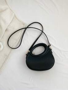 时尚白色小众设计，温柔法式风格，女士新款通勤约会手提包、单肩包和斜挎包 - 黑色 - 查看 10