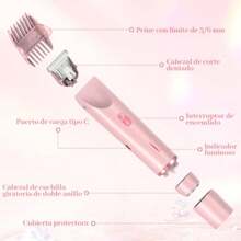 Recortadora Eléctrica para Mujer Recortadora 2 en 1 Doble Cuchilla Rasuradora Mujer USB Recargable Depiladora Eléctrica Mujer para Bikini/Axilas/Piernas /Facial/Brazos Uso Seco y Húmedo Azul-B007 - Blanco - Ver 6