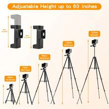 60 Inch/152cm Camera Tripod With Travel Bag, Mobile Phone Tripod With Remote Control, Professional Aluminum Alloy Portable Stand - White - View 5