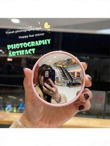 Round Wall-Mounted Decorative Corner Mirror - Full Length Horizontal Wall-Mounted Mirror, Plastic Frame, No Power Required | Home Decor Accessory, Portable Mirror, Suitable For Living Room, Bedroom, Hallway, Bathroom, Dressing Room, Room Decoration.