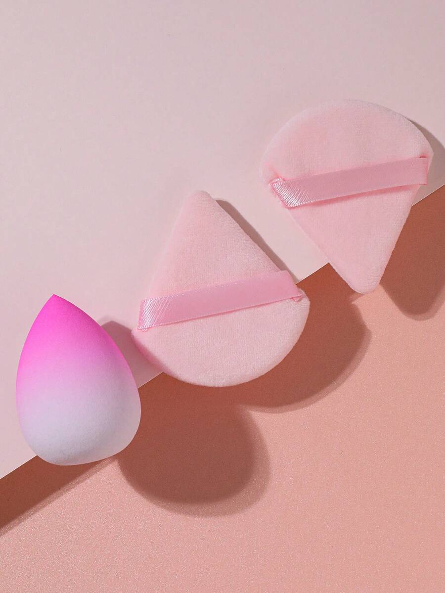 3PCS Makeup Tools Set Including:1pc Makeup Sponges+2PCS Triangle Powder Puffs - Multicolor - View 1