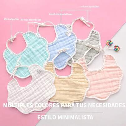 Babero Bandana para Bebé, 6 Piezas, Ajustable, Suave y Absorbente, Algodón Orgánico para Babeo y Dentición, Unisex, Ideal para Baby Shower-053