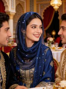 1 pieza Pañuelo de mujer ligero de unicolor con lunares y lentejuelas, adecuado para uso diario como pañuelo para la cabeza, bufanda para el cuello, chal de playa, para todas las estaciones - Multicolor - Ver 4