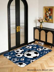 1pc Deep Navy Blue Background With Classic Black & White Football Pattern - Large Main Ball Provides 3D Visual Effect, Paired With Mini Football Prints To Bring The Vibrancy Of The Pitch Directly Into Your Home - Multicolor - View 17