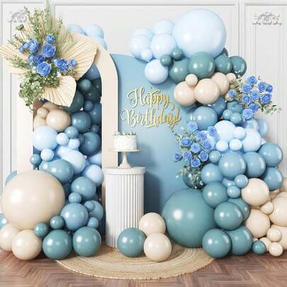 Dusty Blue Balloon Garland Arch Kit,Dusty Navy Light Blue And Cream Balloon Arch,For Birthday,Boy Gender Reveal,Shower,Wedding Party Decorations