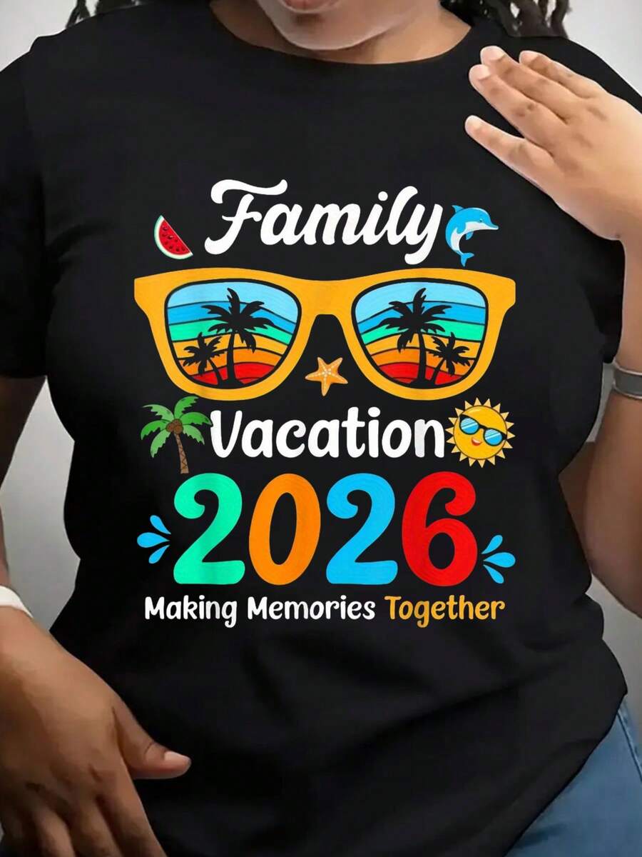 Family Vacation 2026 Making Memories Together Summer Trip Beach Holiday Travel Shirt, It Is A Perfect T-Shirt To Give To Friends And Family On Any Holiday Or Festive Occasion, 220g - 黑色 - 查看 1