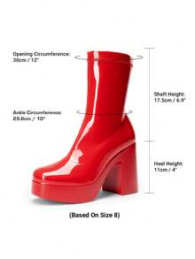 Women's Chunky Platform Ankle Boot High Block Heels Square Toe Lightweight Comfort Party Dress Booties Shoes For Women Women's Chunky Platform Ankle Boot High Block Heels Square Toe Lightweight Comfort Party Dress Booties Shoes For Women - Đỏ - Xem 6