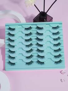MAANGE 14 Pairs Half-Eyes Eyelashes False Lashes Fake Eyelashes - Mink Lashes Fluff 14 Pairs 6D Mink Lashes Wispy Faux Mink Eyelashes Lashes Natural Look Eye Lashes Long Lashes Pack Reusable Eyelashes,Eyelashes, False Eyelashes, Strip-Shaped Eyelashes - Black - View 2