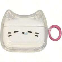 Transparent Clear Earphone Case For  4 Cute Lovely Cat Face Soft TPU Silicone Case Kitty Ear  4 Cover Protective Skin Shockproof Protector For IPod Earbuds -Sleeping Cat - 睡貓 - 查看 1