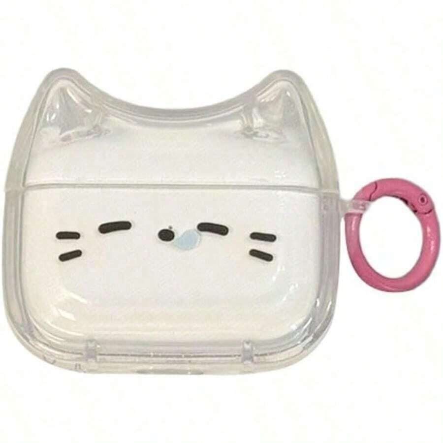 Transparent Clear Earphone Case For  4 Cute Lovely Cat Face Soft TPU Silicone Case Kitty Ear  4 Cover Protective Skin Shockproof Protector For IPod Earbuds -Sleeping Cat - 睡貓 - 查看 1