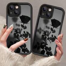 Flower Stylish Black Rose Reflection Pattern Phone Case Compatible With IPhone 17 16 15 14 13 12 11 Pro Max XS XR X 7 8 Plus 17Air 16E, Soft Shockproof Protective Cover - Black - View 11