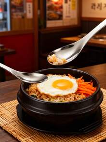 3PCS 304 Stainless Steel Thickened Earl Gray Spoon, Soup Spoon, Stainless Steel Coffee Spoon, Simple Milk Spoon, Modern Stirring Spoon, Reusable Spoon, Washable Dessert Spoon, Canteen Hotel Tableware, Restaurant Tableware, - Silver - View 2