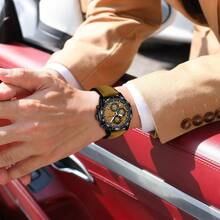 POEDAGAR New Sports And Leisure Three Eye Six Needle PU Leather Strap Quartz Watch - Grey - View 9