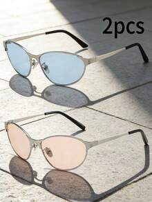 1pc/2pcs New Metal Cat Eye Y2K Millennium Style High-End Fashion Fashion Glasses, Suitable For Outings, Fashion Outfits, Driving, Stage Performances, Etc. - Multicolor - View 9