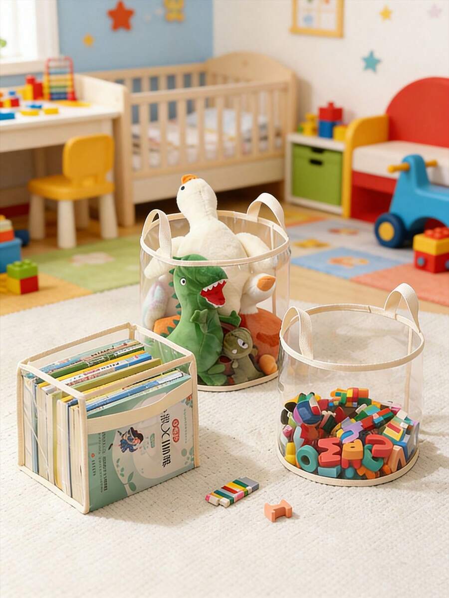 Transparent Storage Basket, Building Blocks Storage Box, Available In Large And Small Sizes, Large Capacity, Multi-Functional Household Storage Basket