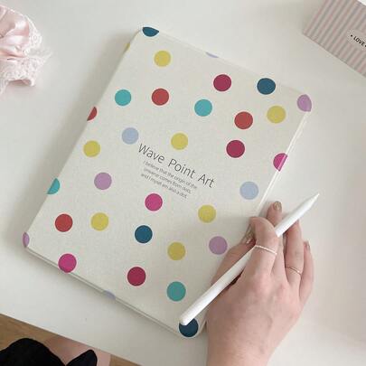 Minimalist Colorful Polka Dot Rotating Flat Protective Case Suitable For IPad 10 Tablet, 2025 New IPad 11 With Pencil Slot 360 Degree Rotation, IPad Air 7/5/6 Acrylic Protective Cover 10.2 9th Gen