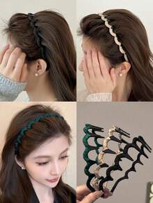 2/1pc Women's High Crown Wavy Headband, Non-Slip Hair Clip, Hair Accessory, Headband, Zigzag Headband, Hair Ornament, Christmas Stocking Stuffer, Women's Christmas Stocking Stuffer, Christmas Gift, Gift, Christmas Stocking Stuffer, Women's Gift, Gift, Christmas Gift, Adult Christmas Stocking Stuffer, Adult Christmas Stocking Stuffer, Hair Decoration, Women's Accessory, Christmas Stocking Stuffer, Adult Hair Accessory Gift, Christmas Hair Accessory, Creative Women's Gift, Beauty Christmas Stocking Stuffer, Women's Christmas Gift Hairband Hair Accessories - Multicolor - View 2