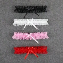 Bowknot Thigh Garter, Sexy Ruffle Lace Thigh Ring, Ribbon Bow Leg Garter, Princess Style Leg Accessory, Versatile Leg Cuff For Wedding & Intimate Occasions - Multicolor - View 5