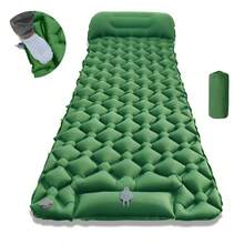 Self-Inflating Thick Double Sleeping Pad With Pillow And Built-In Foot Pump, Suitable For Backpacking, Hiking, Tent Camping And Other Occasions, Portable Camping Mat, Self-Inflating Camping Sleeping Pad, Time And Effort Saving, Foot Pump Inflation, Can Be Fully Inflated In Less Than 3 Minutes.