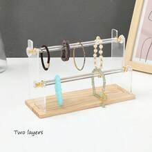 亚克力透明板木质底座组装式手镯架，多层时尚珠宝展示架 - 白色 - 查看 1