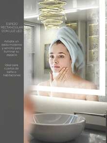 Espejo Luz Led Touch Pared Tocador Baño Vestidor 3 Luces Rectangular Con Marco - Tipo de Enchufe A USA (110-127V) - Ver 5