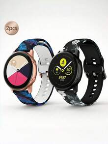 2条装男女时尚硅胶软表带，通用20mm/22mm智能手表替换表带，时尚智能手表表带，兼容Galaxy Watch Gear S3/Galaxy Watch 46mm，Garmin手表腕带配件，兼容华为Watch 5/4/3/GT5/GT4/GT2，适合日常和运动佩戴，是送给女性朋友和家人的完美礼物，圣诞节礼物、生日礼物、情人节礼物。 - 彩色 - 查看 4