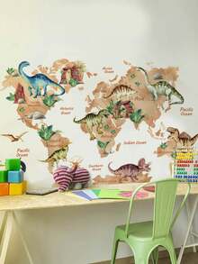 1片/3片装儿童房装饰墙贴，云朵气球动物、恐龙地图、窥视动物、大树上的动物小屋，PVC自粘可移除墙贴，适用于卧室、客厅、书房、餐厅、浴室、家居墙面装饰、房间装饰 - 彩色 - 查看 2