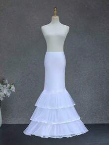 1pc Women's White 2~6-Hoops Bridal Wedding Dress Petticoat, Dress Underskirt, Flying Saucer Petticoat, 2 Steel Hoops 1 Net Princess Dress Petticoat, 4 Layers Hard Net Boneless Petticoat, 4 Steel Hoops 5 Ruffle Petticoat, 3 Steel Hoops 1 Net Trailing Petticoat, 3 Layers Crystal Tulle Mermaid Petticoat, Extra Large 6 Steel Hoops 6 Mesh Petticoat - White - View 9