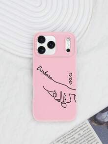 حالة هاتف قلب وردي صغير طازج بتصميم زوجين متشابكي الأيدي، قابل للتخصيص، مع فتحات كبيرة وغطاء جيلي ثنائي الاستخدام، متوافق مع 17 Pro Max 16 15 14 13 12 11 Pro MAX، غطاء خلفي محمي بحواف ناعمة، حالة هاتف مضحكة، هدايا للنساء، أسلوب عيد الحب للأزواج - وردي - مشاهدة 5