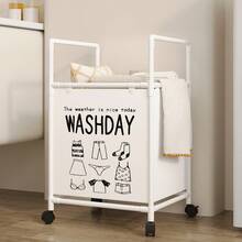 1pc Multi-Layer Bathroom Storage Rack With Swivel Wheels, Laundry Hamper, Underwear & Clothing Organizer - Multicolor - View 9