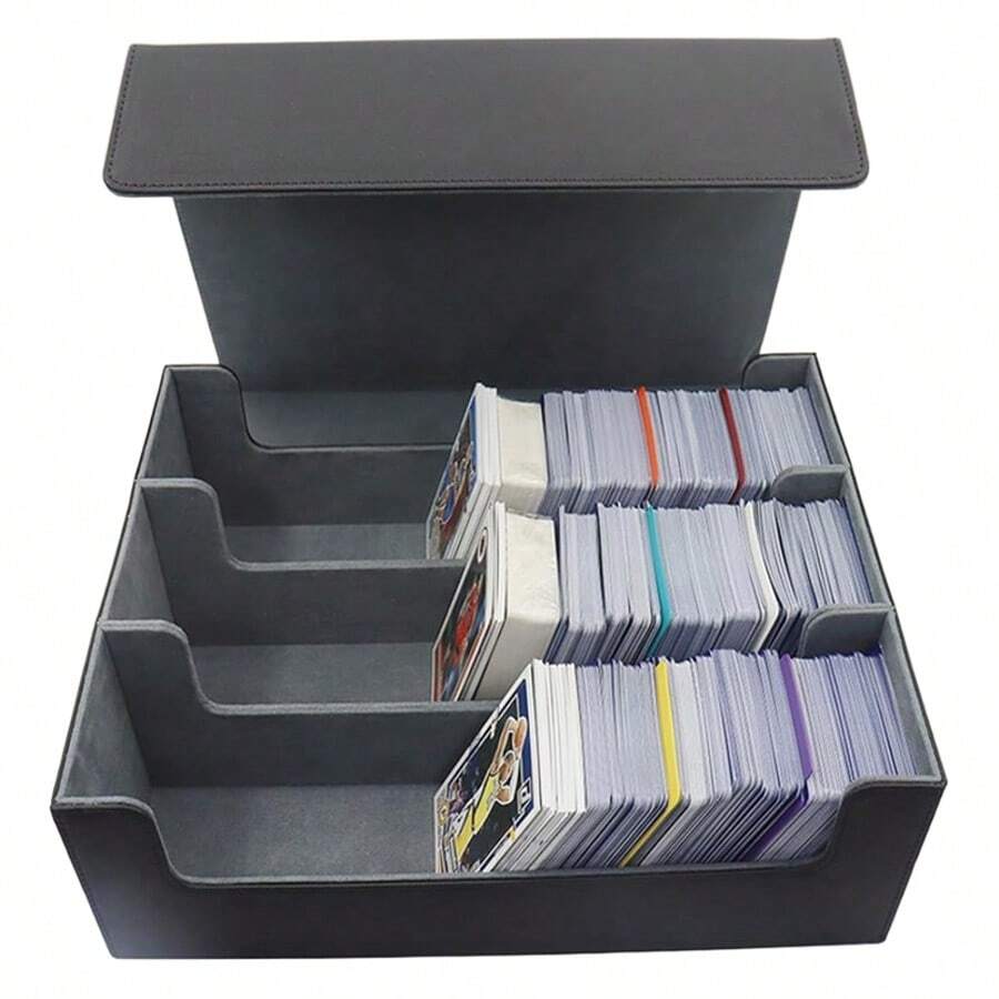 1800+ Card Deck Case For Trading Cards, Magnetic Card Storage Box Top3550 - Black - View 1