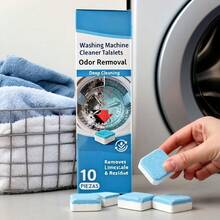Limpiador y Descascarillador para Lavadoras, 10 Pastillas de Limpieza Profunda. Para Frontales y de Carga Superior. Limpia Tambor y Sello de Bañera. Ideal para Hogares, Dormitorios y Salas de Lavado. Desodorizante Multifuncional con Fuerte Efecto - Blanco - Ver 2