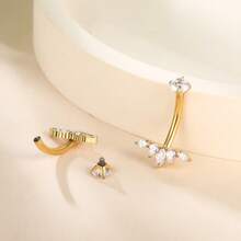 SWANJO 1pc Titnaium Marquise CZ Belly Button Ring Internally Threaded Zirconia Navel Piercing Body Jewelry - TN028 - View 5