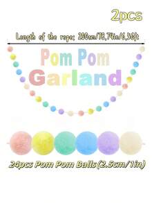 Bộ 2/1 vòng hoa trang trí bằng quả bông nhiều màu sắc (màu Macaron), biểu ngữ và cờ trang trí lễ Phục Sinh, vòng hoa treo bằng quả cầu nỉ cầu vồng dễ thương, trang trí nhà cửa mùa xuân, trang trí phòng khách trong nhà, trang trí tường, trang trí lớp học và cửa hàng, đồ dùng trang trí tiệc cưới, sinh nhật, tiệc mừng em bé. - Nhiều màu - Xem 14
