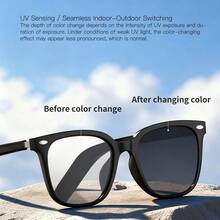 SENBONO Smart Glasses Audio Built-In Mic Speakers AI Voice Assistant Support Android, Hands-Free Calling, Volume Control, Music Control, Wake-Up Voice, Photochromic Lenses Smart Glasses For Men And Women Friend Gift, Birthday Gift - Black - View 2