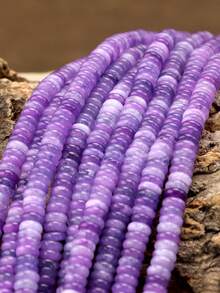 天然石晶椭圆算盘珠，用于珠宝制作，190颗6*2mm天然白石英和绿东陵玉珠，适合制作珠宝、DIY时尚手链和项链，以及作为男女礼物。 - 彩色 - 查看 6