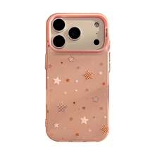 Kavenfort 1pc Silver Glitter Star Pink Star Phone Case Compatible With IPhone 17 Pro Max, 16, 11, Laser Protective Hard Cover, Cute, Girly, Geometric, Korean Style, Minimalist, Color Blocking, Niche, Ins Style - Pink - View 12