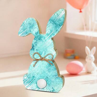1/3件装复活节兔子装饰品，彩绘木制兔子摆件，适合乡村风格厨房置物架，营造节日氛围，也可作为艺术展示道具。