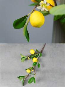 1个29.92英寸人造橙子果柄假橘子枝水果装饰，适用于花瓶、厨房、家居派对、春夏装饰 - 三果檸檬 - 查看 3