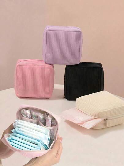 1pc Portable Sanitary Pad Storage Bag, Large Capacity Minimalist Design, For Storing Sanitary Pads & Tampons, Essential For Girls, Convenient For Carrying Out, With Buckle, Makeup Bag, School Supplies, Fashionable & Practical Multi-Function Storage Bag